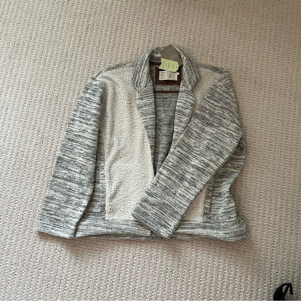 Anthropologie Gray Cardigan Sweater with Marled Knit